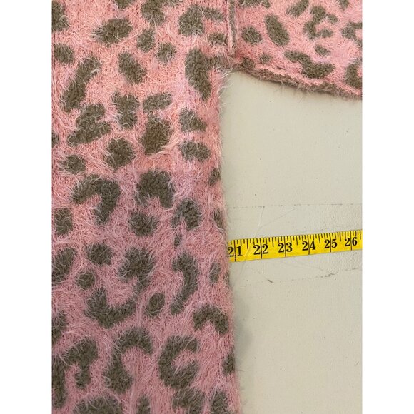 NWT 143 Story by Line up Pink & Cream Leopard Print Open-Front Cardigan Small - Picture 9 of 10